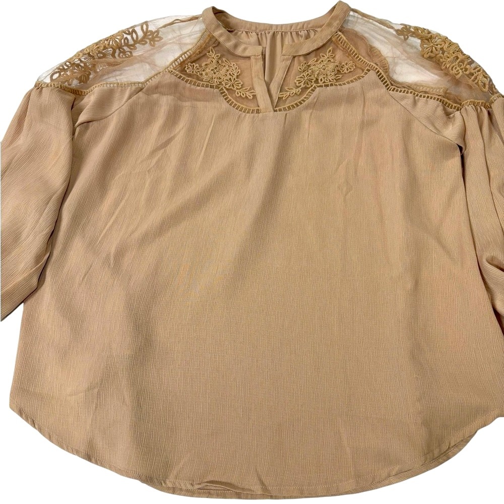 Beige and Lace Blouse long sleeves. Great Condition. Neverworn. Make Me an offer